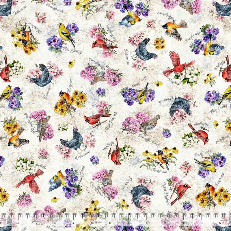 2026 Mid-Atlantic Shop Hop - PREORDER Birds and Flowers - Oatmeal