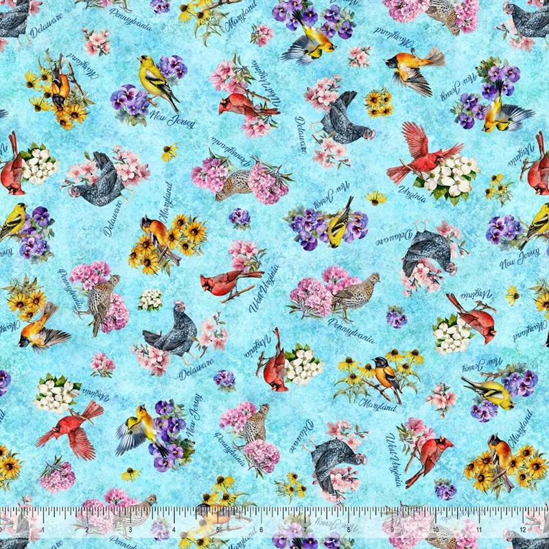 2026 Mid-Atlantic Shop Hop - PREORDER Mid-Atlantic Birds and Flowers - Blue