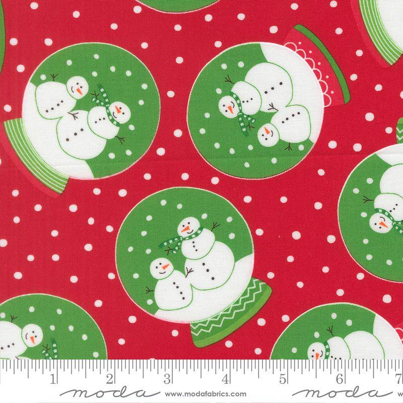 Snow Time Tossed Snowman - Poinsettia Red