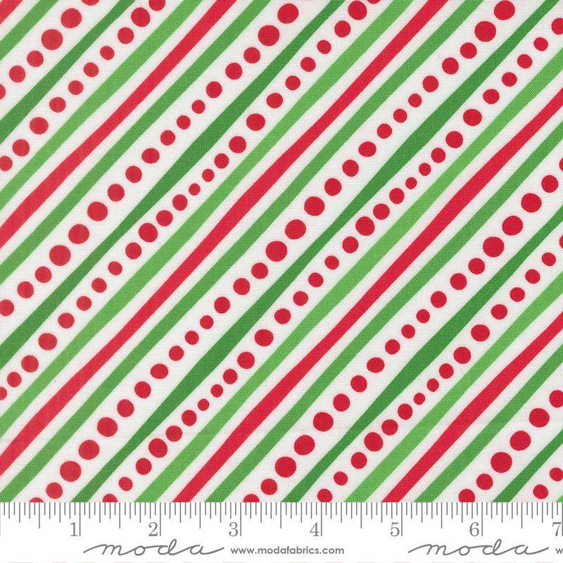 Snow Time Dotted Bias Stripe - Winter White