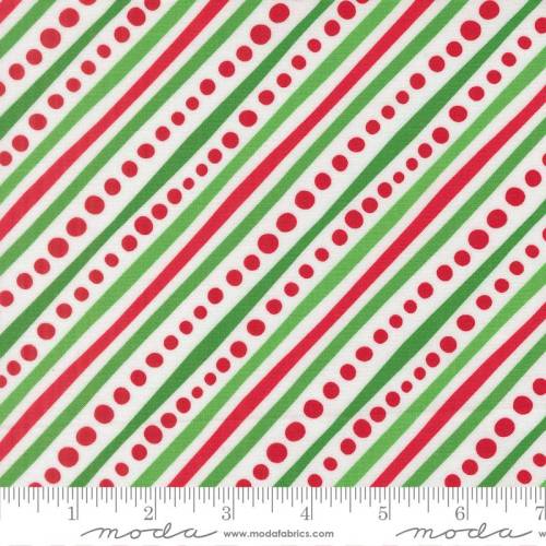 Snow Time Dotted Bias Stripe - Winter White