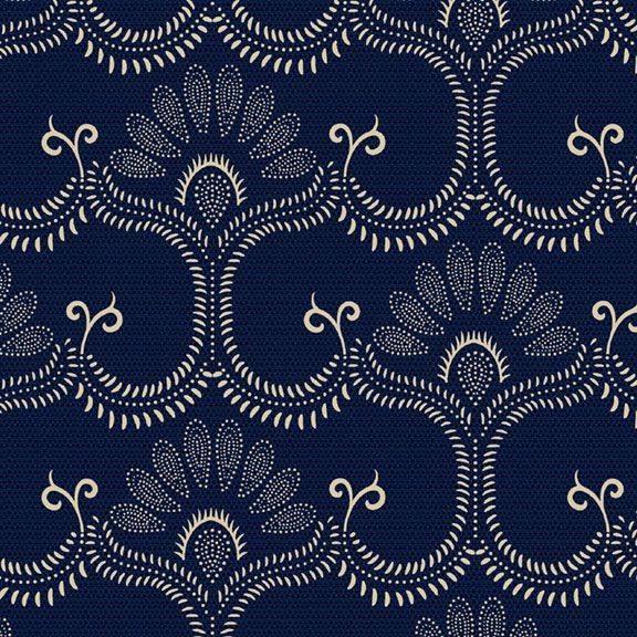 Anna B's Indigos Flower On Canvas - Navy