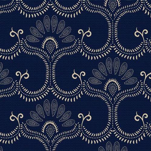 Anna B's Indigos Flower On Canvas - Navy