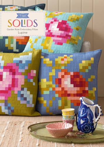 Garden Rose Embroidery Pillow - Lupine