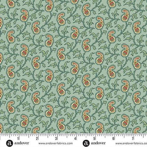 Jingle Bell Paisley Vine Vintage Blue