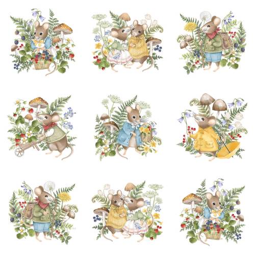 Country Mouse 24" Panel - White
