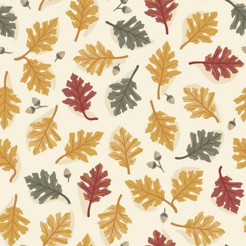 Falling Into Autumn - Fall Leaves - Ivory/Multi