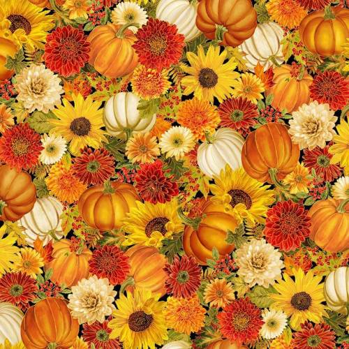 Give Thanks Harvest Floral & Pumpkin Metallic Autumn
