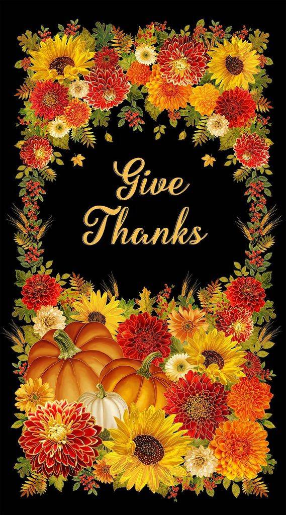 Give Thanks Metallic Panel 24" Black