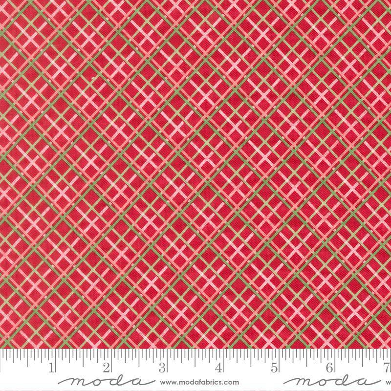 Merrily On High Pretty Plaid Paper - Christmas Red