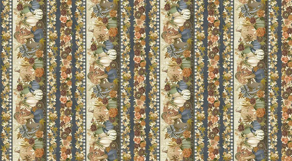 Hello Fall Border Stripe - 12" repeat - Denim