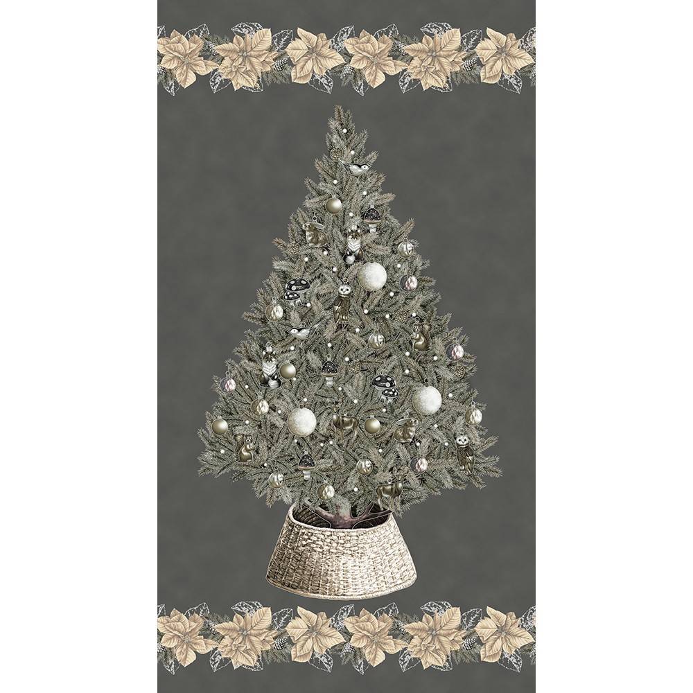 Holiday Flourish - Forest Glen 24" Panel - Charcoal