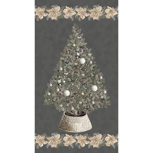 Holiday Flourish - Forest Glen 24" Panel - Charcoal