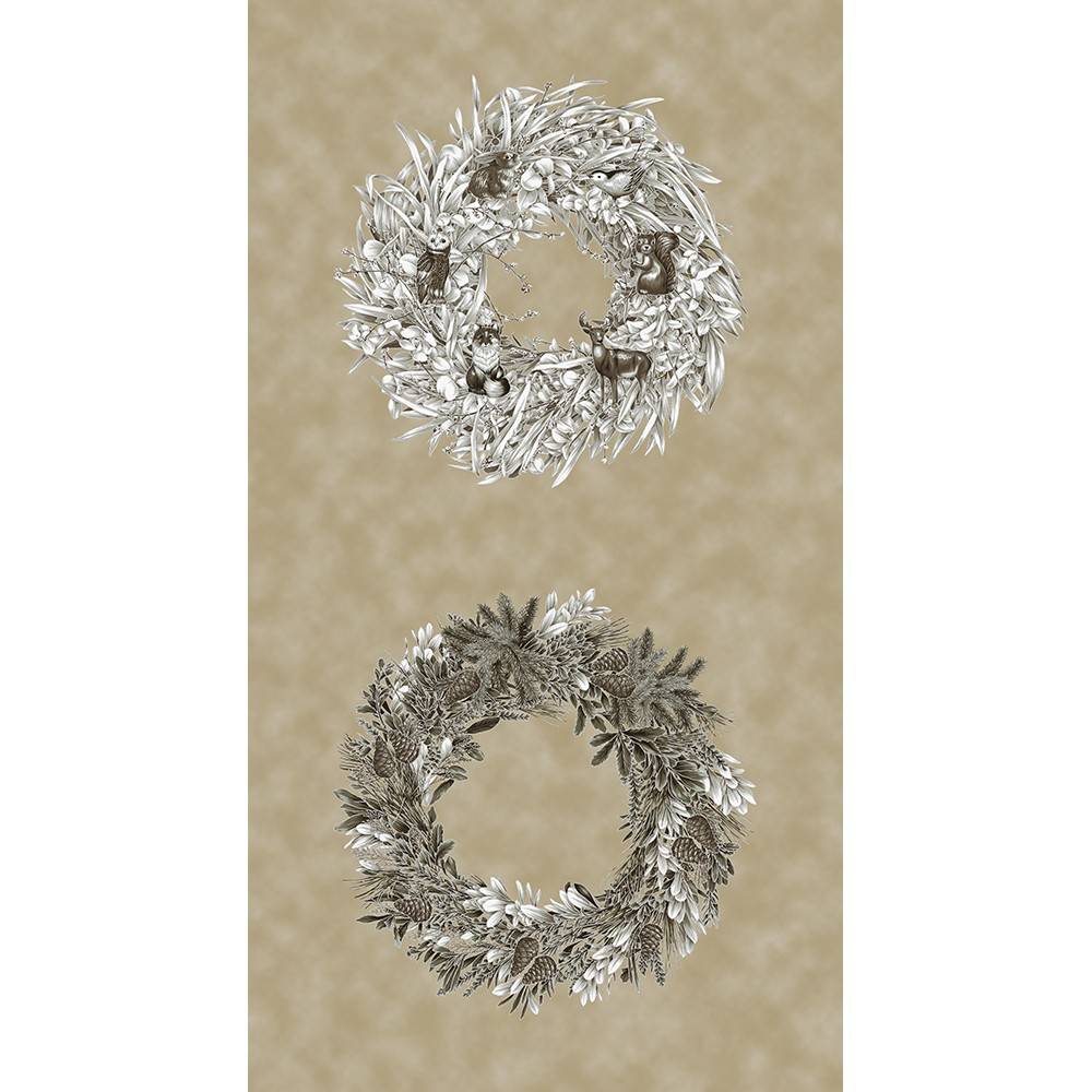 Holiday Flourish - Forest Glen 24" Panel - Wheat