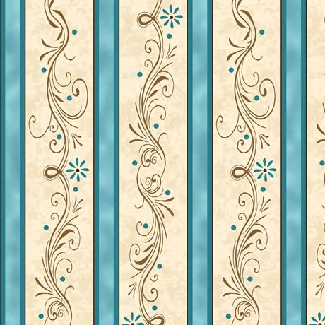Amazing Grace Decorative Scroll Stripe Teal