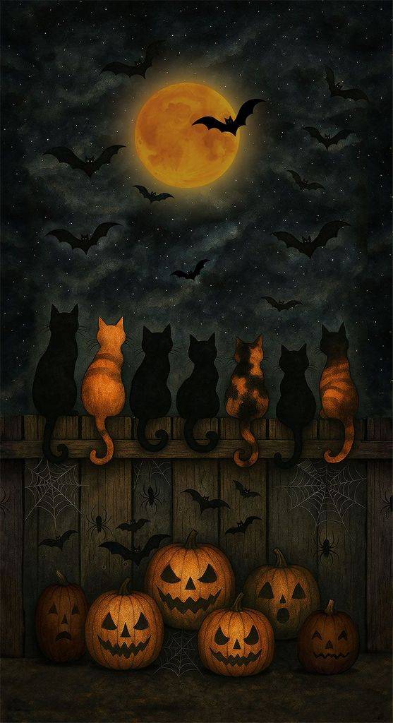 Scaredy Cats 24" Fence Cats Panel - Slate