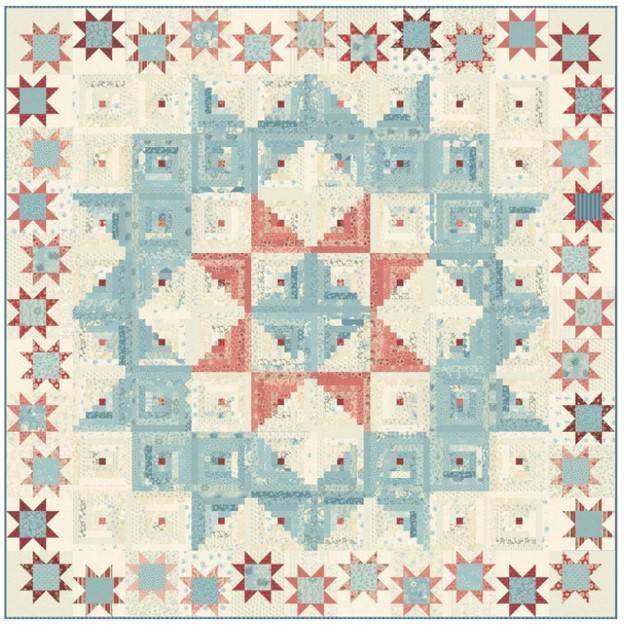 Pioneer Log Cabin Quilt Kit - Patriotic