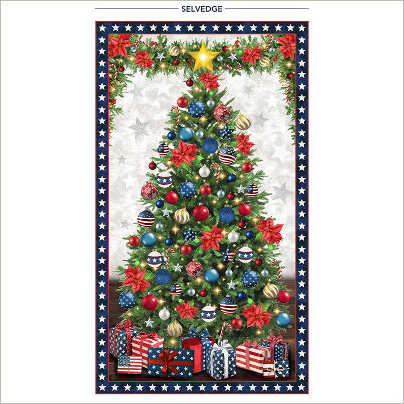 All-American Christmas Tidings of Red, White and Blue Panel 24" x 44"