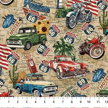 Historic Route 66 Route 66 Toss - Cream Multi