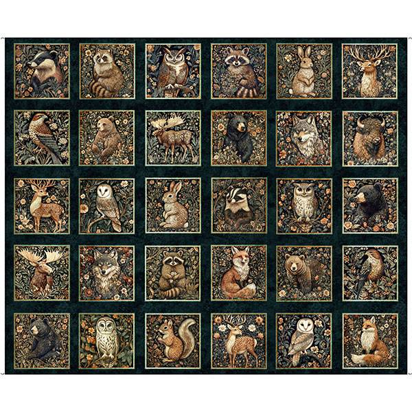 Cedar & Sage Animal Picture Patches 36" Panel - Midnight