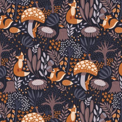 Whimsical Forest Floor The Woodlander's Tale - Midnight