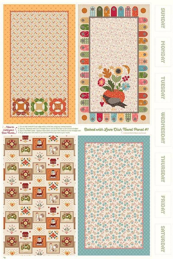 Baked With Love Home Dec Dish Towel Panel #1 - 36" x 54"