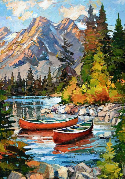 Canoe Lake 30" Panel - Blue/Multi