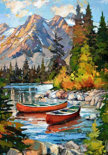 Canoe Lake 30" Panel - Blue/Multi