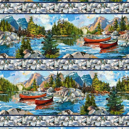 Canoe Lake Border Stripe - Blue/Multi