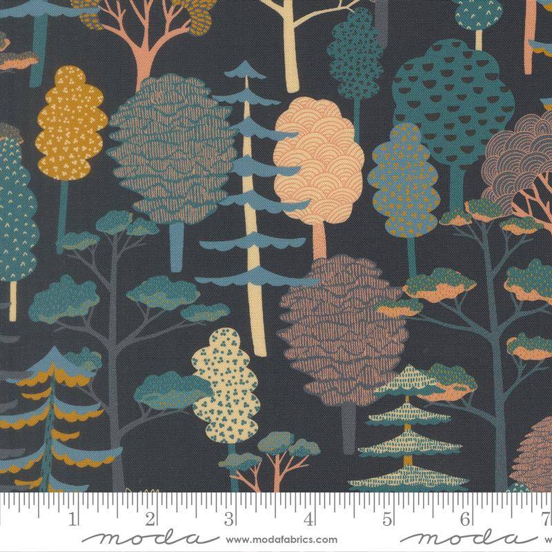 Feather and Forest Bloom Forest Trees - Midnight