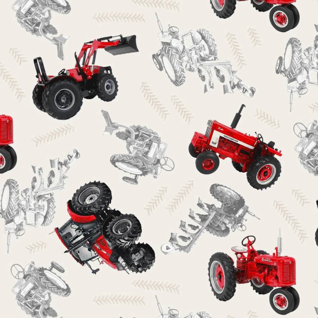 Farmall Tossed Tractors - Cream/Multi