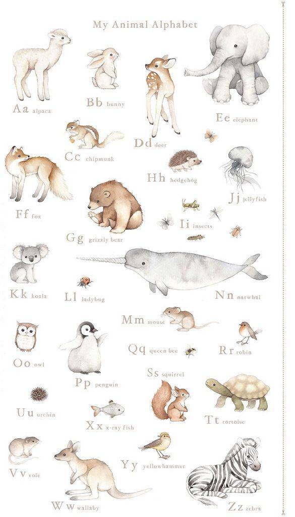 ABCs of Love My Animal Alphabet 24" Panel - White