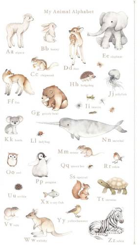 ABCs of Love My Animal Alphabet 24" Panel - White