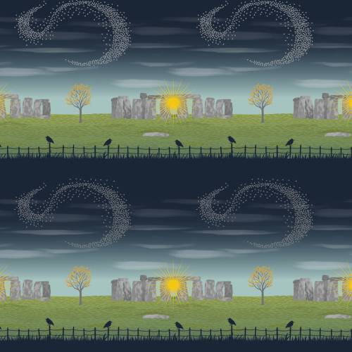 Winter Solstice Stonehenge Stripe (with gold metallic)