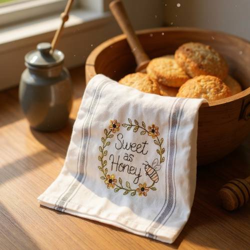 Sweet as Honey Embroidery Towel