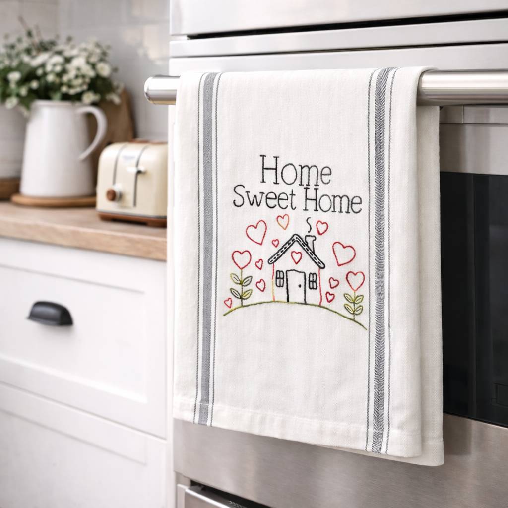 Home Sweet Home Embroidery Towel