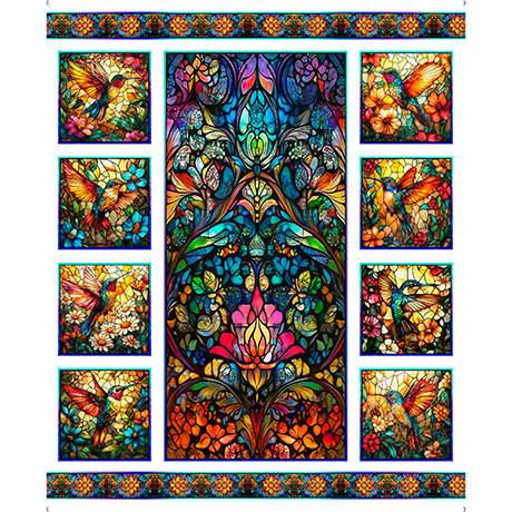 Flight of the Hummingbird Stained Glass Hummingbird Pane