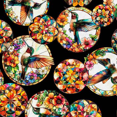 Flight of the Hummingbird Stained Glass Hummingbird Circles