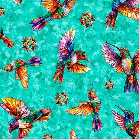 Flight of the Hummingbird Hummingbirds - Turquoise