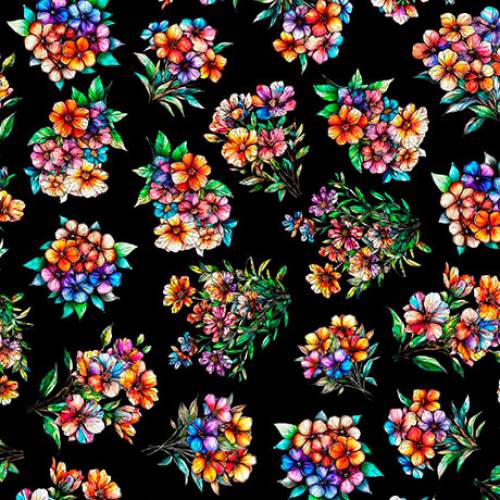 Flight of the Hummingbird Floral Bouquets - Black