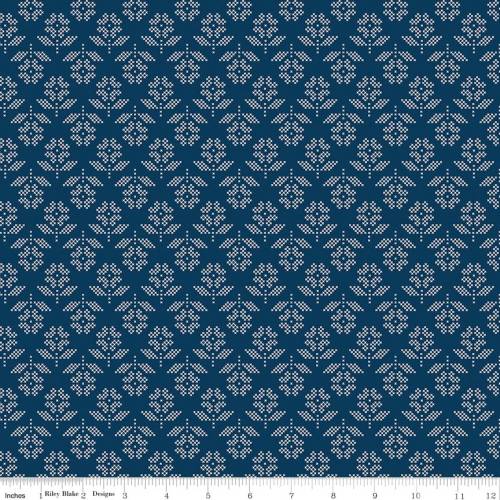 Denim & Daisy Flowers - Oxford Blue