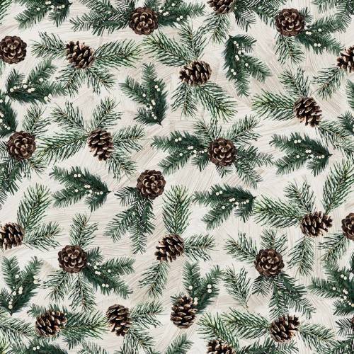 Welcome Winter Pine Needles & Acorns - Cream