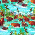Animal Kingdom Bathing Bears - Turquoise image 1