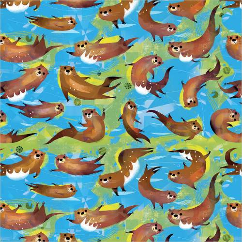 Animal Kingdom Swimming Otters - Cyan