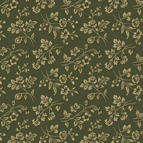 Sturbridge Village Charm Tossed Flowers Green