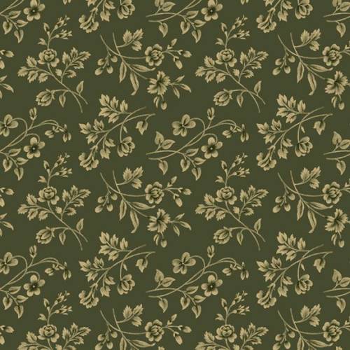 Sturbridge Village Charm Tossed Flowers Green