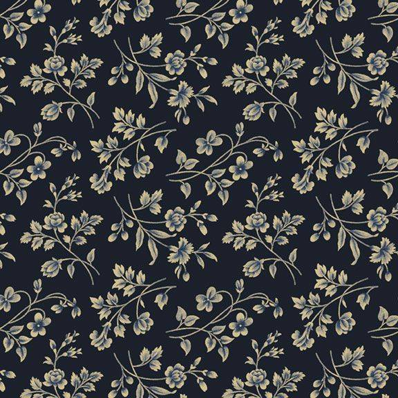 Sturbridge Village Charm Tossed Flowers Navy