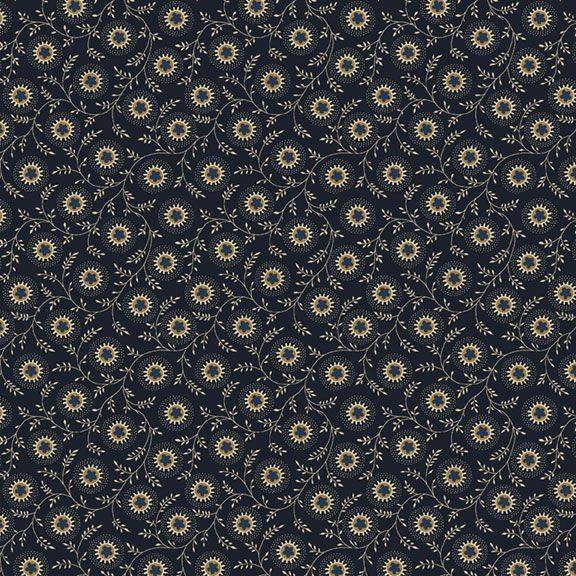 Sturbridge Village Charm Circled Flowers Navy