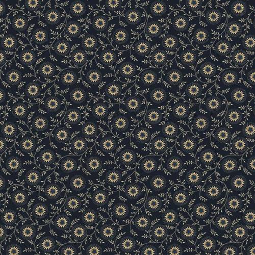 Sturbridge Village Charm Circled Flowers Navy