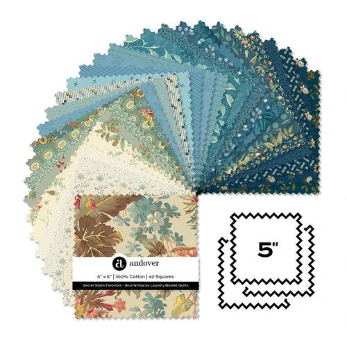 Secret Stash Favorites - Blue Willow 5" Square - 42 Cuts